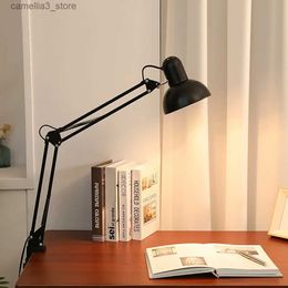 Desk Lamps Foldable Desk Lamp Clip on Light Telescopic Eye Protection Retro Bedroom Office Computer Table Lamp Home Decor for E27 Bulb Q231104