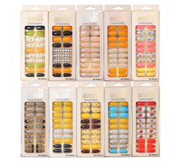 Nail Art Kits 24pcs Box Detachable Long False Nails Wearable Flower Fake Full Cover Tips Press On6724111