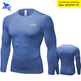 Running Jerseys Customised LOGO Men Compression T Shirt Long Sleeve Fitness Training Tshirt Jogging Gym Sportswear Quick Dry Rashgard