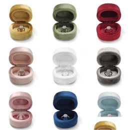 Jewelry Pouches Bags D Shaped Veet Ring Box Display Storage Case Engagement Rings Organizer Gifts Drop Delivery Pack Dhgarden Dh4At