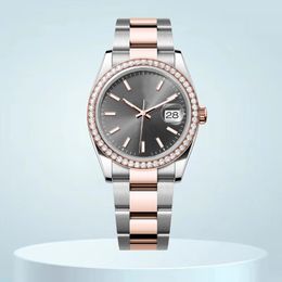 Other Watches watch for women diamond watch relojes date Grey Disc surface 36mm 41mm gemmed with diamonds Bezel Rose gold stainless steel luxury watch 8215 high end mo