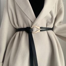 Belts Creative Horseshoe Buckle Fashionable Gold Black PU Waistbands Woman Winter Coat Dress Accessories
