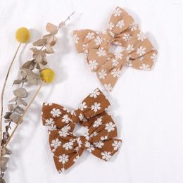 Hair Accessories 24pcs 3.7 Inch Baby Girls Clips Floral Printing Bows Pin For Children Kids Cotton Barrette Summer Ac