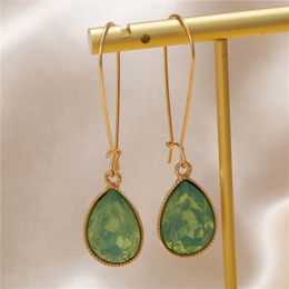 Dangle Earrings Korean Imported Accessories Fashion Trend Lines Cold Wind Simple Water Drop Tassel Long Female Jade Green