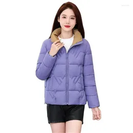 Women's Trench Coats Autumn Winter Down Cotton Jacket Women 2023 Loose Stand-Up Collar Coat Pure Colour Outerwear Fashion Parka Overcoat