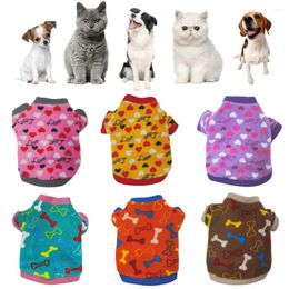 Dog Apparel Spring/Autumn Pet Fleece Vest Love Print Hoodies Soft Sweater For Small Comfortable Warm Puppy T-shirt Clothes