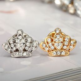 Bulk Price Full Diamond Crown Mini Brooch Couple Coorsage Fashion Mens Womens Suit Shirt Button Collar Pins Jewellery