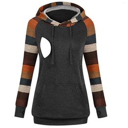 Women's Hoodies Casual Top Hooded And Printed Breastfeeding Sweater Shirt With Hood