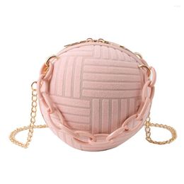 Shoulder Bags Velvet Crossbody Personality Thick Chain Ladies Purse Round Fashion Casual Portable Elegant Solid Colour For Teenagers Girls