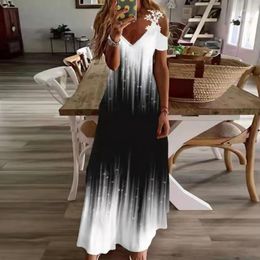 Casual Dresses Summer Lace Suspenders V-neck Fashion Print Hollow Bohemian Maxi Dress Beach Party Robe