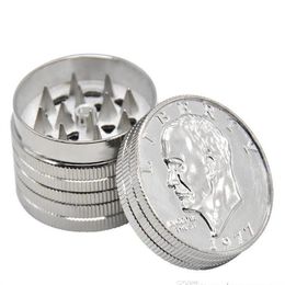 Smoking Pipes Manufacturers direct sales of mini three-layer metal smoke grinder chopper dollar coin