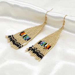 Dangle Earrings Fringe Hand Knitting Nation Retro Fashion Beading Simple Bohemia Alloy Ma'am Rice Bead