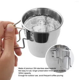 Tumblers Outdoor Camping Cup 320ml Portable Stainless Steel Metal Coffee Mug With Foldable Handle For Backpacking Hiking