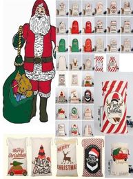 2020 New Christmas Gift Bag With Reindeer Santa Claus Sack Cotton Environmental Protection Bundle Mouth Canvas Bag Christmas Bag6329246