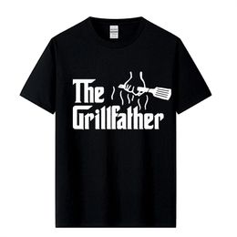 Mens TShirts Fashion The Grillfather Grey Funny BBQ Grill Chef Tee Shirt Cotton Short Sleeve TShirt 230403