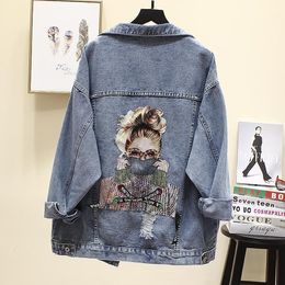 Hot sale Women Denim Jacket Fashion Streetwear Women's Jackets Letter Stylish Chic Printed Ripped Holes Jean Patchwork Style Jeans Female Coat