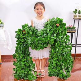 Decorative Flowers Home Decor Artificial Ivy Garland Fake Plants 2M Green Silk Leaf Vines For Wedding Party Outdoor Garden DIY Wall