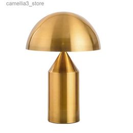 Lamps Electroplating Nordic Black White Gold Mushroom Table Lamp for Desk Living Dining Room Bedroom Bedside Metal LED Desktop Decorat Q231104