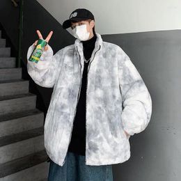 Men's Jackets Winter Coat Men Fleece Fluffy Jacket Hip Hop Streetwear Harajuku Urban Fuzzy Zipper Thin Unisex Tie-dye Women
