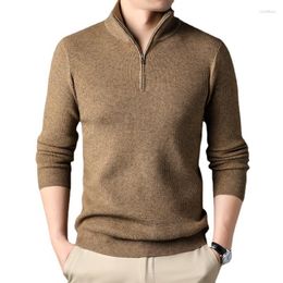 Men's Sweaters 897504629 Men's Winter Fleece Thicker Sweater Half Zipper Turtleneck Warm Pullover Quality Male Slim Knitted Wool For