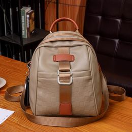 outlet shoulder bag 4 Colours street popular lightweight leather student backpacks daily Joker embossed plaid handbag cute lady Colour matching fashion backpack 676#