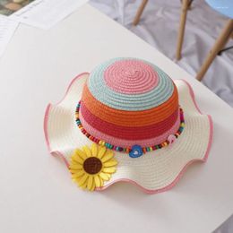 Wide Brim Hats Soft Cute UV Protection Sunflower Girl Gift Summer Korean Style Cap Sun Visor Hat Panama Children Straw