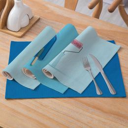 Table Mats Polyester Linen Tableware Mat Nordic Placemats Blue Plants For Kitchen Waterproof Pad Modern Home Decor 30 40cm/pc