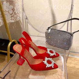 Strange Goblet Crystal High Buckle Sandals Heel Women Sexy Back Strap Pointed Toe Summer Dress Party Shoes 868 d