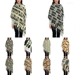 Scarves Fashion Kiely Orla Multisteam Flowers Tassel Scarf Women Winter Warm Shawl Wrap Female Floral Geometric Abstract