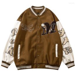 Men's Jackets 2023 Autumn PU Leather Sleeve Patchwork Baseball Mens Harajuku Vintage Letter Towel Embroidery Jacket Oversize Chaquetas