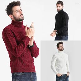 Men's Sweaters 2023 Mens Sweater Solid Autumn And Winter Pullover Male High Neck Casual Warm Underlay Shirt Quality Men Clothing A89