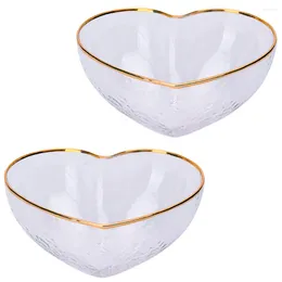 Bowls 2pcs Heart Shape Serving Glass Cereal Transparent Bowl Small Dessert Sundae Cups