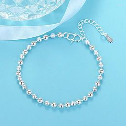 Link Bracelets VOQ Silver Color Round Bead Bracelet Female Korean Fashion Glossy Frosted Jewelry