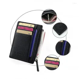 Wallets Wallet Mini Pu Leather Card Holders Slots Purse Small Men Women Zipper Coin Pocket Ultra Thin