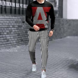 Men's Tracksuits Tracksuit Casual 2 Piece Long Sleeve T-Shirt Trousers Suit Fashion Outfits Colorful Daily Wear Set Oversized Clothing