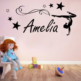 Wall Stickers Dance Personalized Girl Name Wall Decals Gym Dance Vinyl Decals Yoga Dance Studio Furniture Bedroom Fashion Decoration TW10 230403
