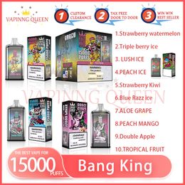 Original Bang King 15000 Puff Disposable E Cigarettes 1.0ohm Mesh Coil 25ml Pod Battery Rechargeable Electronic Cigs Puff 14K 0% 2% 3% 5% Disposable Vape Bar