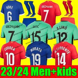 New Atletico Madrids Soccer Jerseys GRIEZMANN 23 24 120Th Anniversary 2023 2024 M.Llorente KOKE SAUL Correa LEMAR Football Shirt Men _Jersey