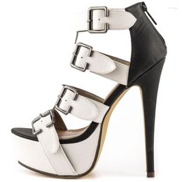 Dress Shoes Women Gladiator Open Toe Black Sandals Platform Mixed Colour Thigh High Heels Banquet Runway For Ladies