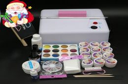 Nail Manicure Set Whole BTT123 Pro Full 36W White Cure Lamp Dryer 12 Colour UV Gel Art Tools Sets Kits6962984