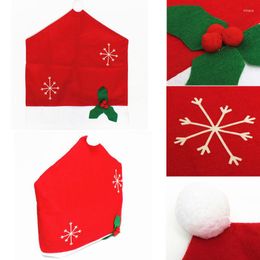 Christmas Decorations 1 Pcs Santa Claus Red Hat Sets Non-woven Snowflake Chair Covers Dinner Xmas Cap Home Room Indoor Decaor 5ZHH163