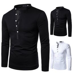 Men s T Shirts T shirt Shirt Long Sleeve Solid Color Tops Clothing Autumn Streetwear Casual Fashion 230403
