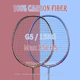 1PCS 100% Carbon Graphite Badminton Rackets Strung Max Tension 35LBS G5 15KG Professional Training Racquets 4U 84G Speed Sports 231120