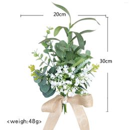 Decorative Flowers Chair Back Flower Wedding Decorations Supplies With Leaves And Ribbons For Ceremony Birthday Decoration