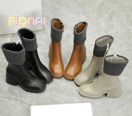 Boots 2023 High Quality Women Betty Boots Pvc Rubber Beeled Platform Knee-high Tall Rain Boot Black Waterproof Welly Shoes Outdoor Rainshoes High53