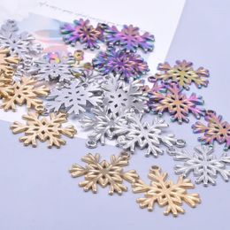 Pendant Necklaces 6Pcs/Lot Stainless Steel Trendy Snowflake Snow Charms Handmade Winter Christmas Women Earrings Year Giift Jewelry Making