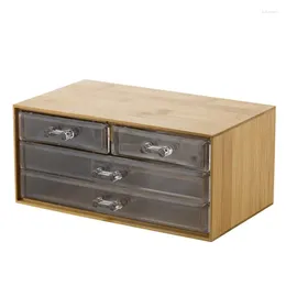 Storage Boxes Tier 4 Drawer Cosmetic Organiser And Jewellery Chest In Bamboo