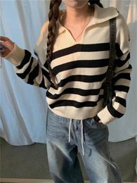 Women's Sweaters Alien Kitty Stylish Office Lady Knitted Women Loose Autumn Daily Outwear 2023 OL Chic Pullovers Stripes Full Sleeve