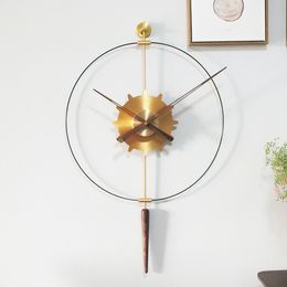 Nordic minimalist Spanish decorative large wall clock living room Creative Modern background wall Mute gear pendant art clock