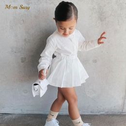 Skirts Fashion Baby Girl Pleated Skirt Mom Daughter Uniform Skirt High Waist Family Matching Skirt Clothes Party Dance 230403